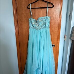 Elegant Light Blue Gown with Beaded Bodice